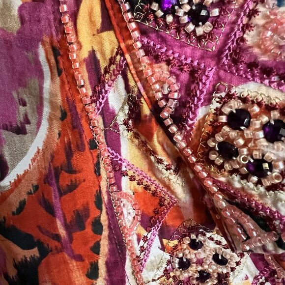 Chicos Tunic Top Womens 16 L (3) 40th Anniversary Beaded Paisley Boho 3/4 Sleeve - Picture 6 of 9